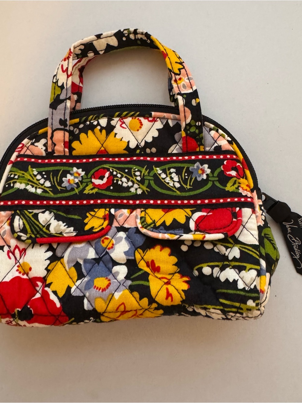 Vera Bradley Black Multi Floral Quilted Mini Bag